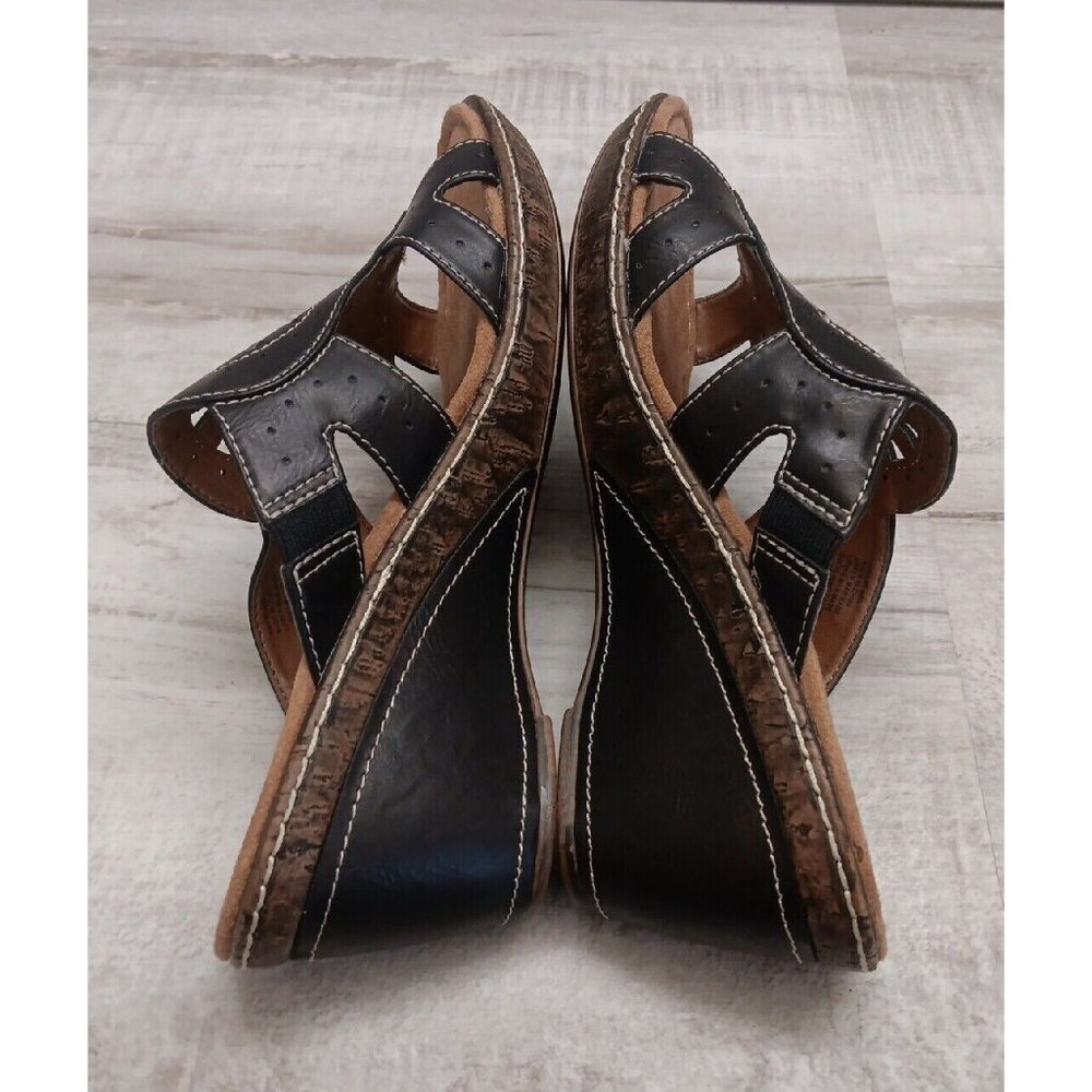 ✅Natural Soul By Naturalizer Slip-On Black Faux Leather Sandals Womens 9.5M Shoe - Picture 5 of 10
